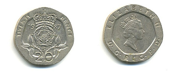 Великобритания 20 пенсов 1987 Елизавета II (1952-2022) KM 939, Spink 4361 (G2) медно-никель 59-416