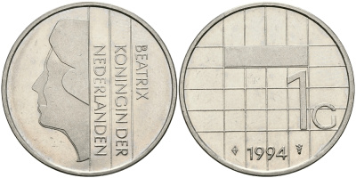 Нидерланды 1 гульден 1994 Беатрикс (1980-2013) KM 205 никель 94-735