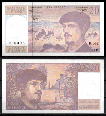 Франция 20 франков 1997 Pick 151 i бумага UNC (пресс) 7222-21-3-1