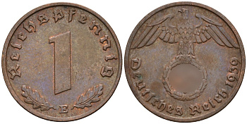 Германия 1 рейхспфенниг 1939 E KM 89, J. 361 бронза 4147-1211