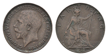 Великобритания 1 фартинг 1923 Георг V (1910-1936) KM 808.2, Spink 4060 бронза 4664-254