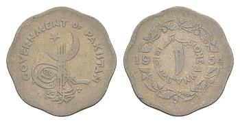 Пакистан 1 анна 1954 KM 14 медно-никель 4649-258