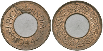 Британская Индия 1 пайс 1944 Георг VI (1936-1952) KM 533 бронза 33-1111