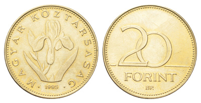 Венгрия 20 форинтов 1995 KM 696 никель латунь UNC 4706-1051