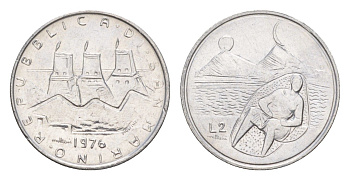 Сан-Марино 2 лиры 1976 Республика KM 52 алюминий UNC 4647-211