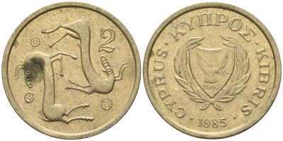 Кипр 2 цента 1985 KM 54.2 никель латунь 4174-1232