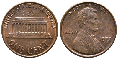 США 1 ЦЕНТ 1977 ЛИНКОЛЬН KM 201 медь цинк 4364-913