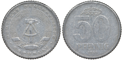 ГДР 50 ПФЕННИГОВ 1958 алюминий 62-633