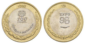 Португалия 200 эскудо 1998 Международный год океана - ЭКСПО, 1998 KM 706 биметалл UNC 4631-1237
