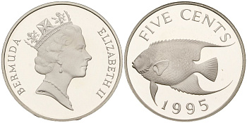 Бермудские острова 5 центов 1995 Елизавета II (1953-) KM 45a серебро PROOF 3711-112