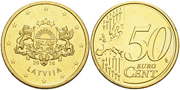 Латвия 50 евроцентов 2014 KM 155 нордик UNC 4364-1511