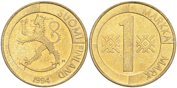 ФИНЛЯНДИЯ 1 МАРКА 1994 M KM 76 алюминиевая бронза 4556-527