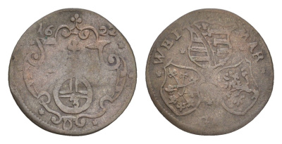 Саксен-Веймар 3 пфеннига 1622 Koppe 234 серебро 1515-142