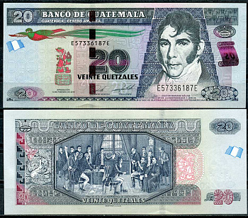 Гватемала 20 кетсалей 2019 Мариано Гальвес, подписание Закона о независимости Центральной Америки Pick 124  бумага  UNC (пресс) 447-105-2