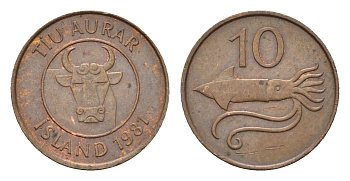Исландия 10 эйре 1981 KM 25 бронза 4690-736
