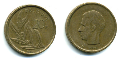 Бельгия 20 франков 1981 Belgique, Бодуэн I (1951-1993) KM 159 никель бронза 89-1736