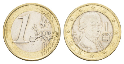 Австрия 1 евро 2009 Вольфганг Амадей Моцарт KM 3142 биметалл aUNC 4629-415