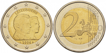 Люксембург 2 евро 2006 25-летие принца Гийома KM 88 биметалл UNC 1094-6-35