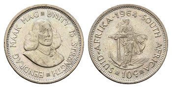 ЮАР 10 центов 1964 Ян ван Рибек KM 60 серебро 75-1745