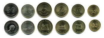 Северная Македония лот из 6 монет 1993-2008 животные, 50, 10, 5, 2, 1 денар и 50 дени UNC N1-07