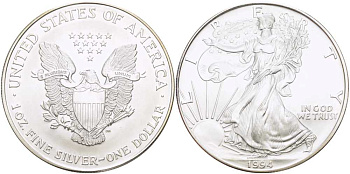 США 1 доллар 1994 шагающая свобода KM 273 серебро UNC 02-207-33