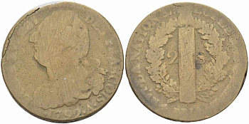 ФРАНЦИЯ 2 СОЛЯ 1792 А, МОНДВОР ПАРИЖ, ЛЮДОВИК XVI (1774-1793) KM 603.1 (С 89.1) бронза 107-215