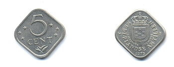 Нидерландские Антилы 5 центов 1975 Юлиана (1948-1980) KM 13 медно-никель 4379-1146