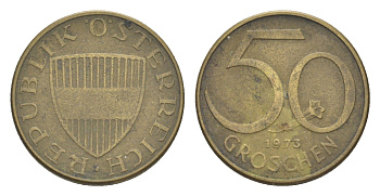 Австрия 50 грошей 1973 KM 2885 алюминиевая бронза 4124-217