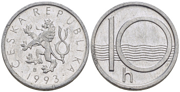 ЧЕХИЯ 10 ГЕЛЛЕРОВ 1993 KM 6 алюминий 84-363