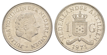 Нидерландские Антильские острова (Нидерландские Антилы) 1 гульден 1971 Юлиана (1948-1980) KM 12 никель 4646-645