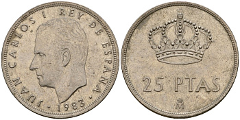Испания 25 песет 1983 Хуан Карлос I (1975-2014) KM 824 медно-никель 183-114