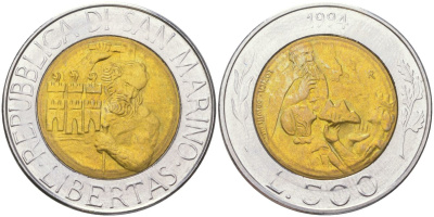 Сан-Марино 500 лир 1994 ФАО KM 314 биметалл UNC 4148-827