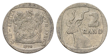 ЮАР 2 ранда 1990 KM 139 медь плакированная никелем 4626-1054