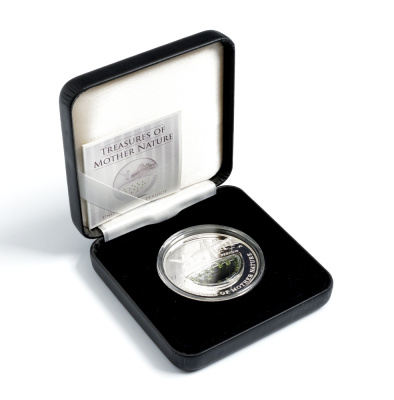 Фиджи 1 доллар 2012 серия Сокровища матери-природы, перидот, в коробке, с сертификатом KM 451 серебро PROOF 00-00-00
