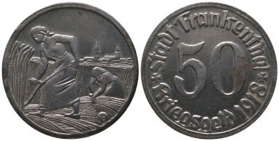 Франкенталь (Пфальц) (Бавария) 50 пфенингов 1918 Funck 135.12, Men05 7460.17, Men18 9381.17 железо aUNC 4604-853