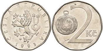 Чехия 2 кроны 1993 KM 9 сталь плакированная никелем 4156-146
