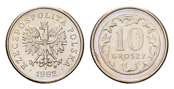 Польша 10 грошей 1997 Y 279 медно-никель UNC 4615-568