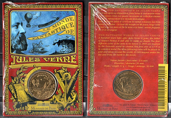 Франция 1/4 евро 2005 Жюль Верн, фантастический мир, в оригинальном буклете KM 1402 алюминиевая бронза  UNC  3-4-6-07