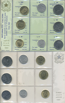 Италия набор из 8 монет 1981 оригинальная запайка, FAO    UNC  5-6-2-46