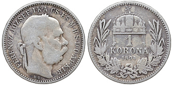 Венгрия 1 корона 1894 Франц Иосиф I (1848-1916) KM 484 серебро 4178-733