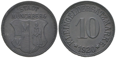 Мюнхберг (Бавария) 10 пфенингов 1920 Funck?346.8, Men18?21547.9 цинк 99-162