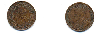 Канада 1 цент 1918 Георг V (1910-1936), большой формат KM 21 бронза 4379-1026