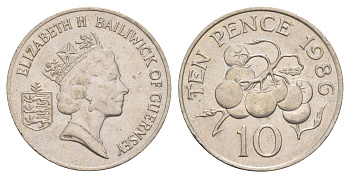 Гернси 10 пенсов 1986 KM 43.1 медно-никель UNC 4654-632