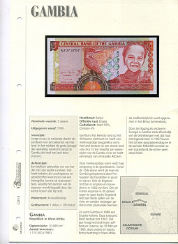 Гамбия 5 даласи ND (1996) Гигантский пегий зимородок, девочка, буклет Pick 16 a бумага UNC (пресс) 7150-91