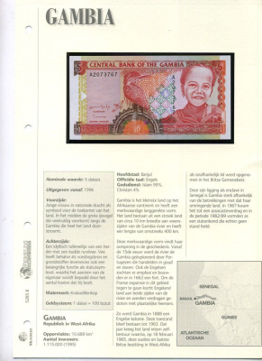 Гамбия 5 даласи ND (1996) Гигантский пегий зимородок, девочка, буклет Pick 16 a бумага UNC (пресс) 7150-91