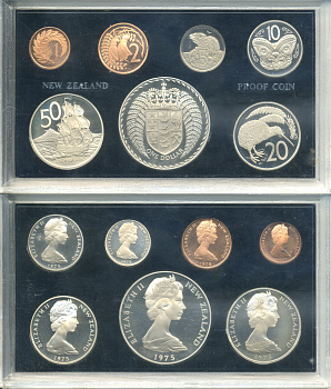 Новая Зеландия официальный набор из 7 монет 1975 включая 1 доллар 1975 герб Новой Зеландии    PROOF  1-6-2-04