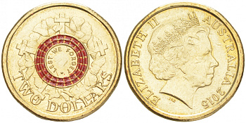 Австралия 2 доллара 2015 100 лет высадки на полуостров Галлиполи, день ANZAC, чтобы помнили, цветная эмаль KM 2189 алюминиевая бронза UNC M44-07