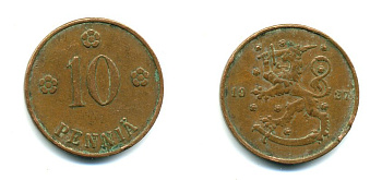 Финляндия 10 пенни 1927 республика (1918-1962) KM 24 медь 46-1552