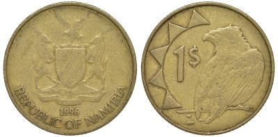 Намибия 1 доллар 1996 орел KM 4 латунь 4163-1055