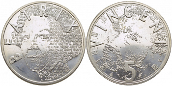 Нидерланды 5 евро 2003 150 лет со дня рождения Винсента ван Гога (1853-1890) KM 245 серебро UNC 3896-321